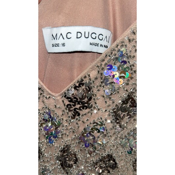 NWT MAC DUGGAL LATTICE SEQUINED LS EVENING GOWN 5021 S 16 MOCHA $598 - Picture 3 of 5